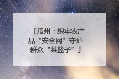 瓜州：织牢农产品“安全网”守护群众“菜篮子”