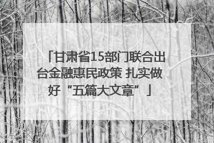 甘肃省15部门联合出台金融惠民政策 扎实做好“五篇大文章”