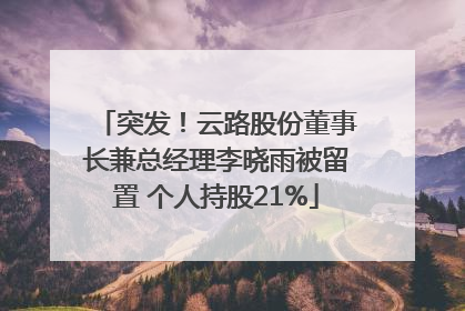 突发！云路股份董事长兼总经理李晓雨被留置 个人持股21%