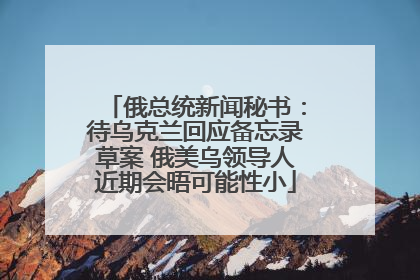 俄总统新闻秘书：待乌克兰回应备忘录草案 俄美乌领导人近期会晤可能性小