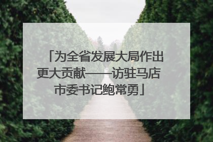 为全省发展大局作出更大贡献——访驻马店市委书记鲍常勇