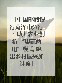 中国邮储银行菏泽市分行：助力农业创新 “果蔬两用”模式 跑出乡村振兴加速度