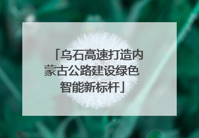 乌石高速打造内蒙古公路建设绿色智能新标杆
