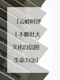 云岭时评丨不断壮大文化自信的生命力②