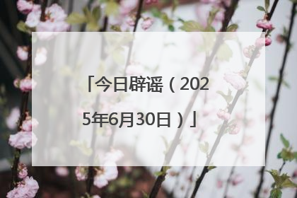 今日辟谣（2025年6月30日）