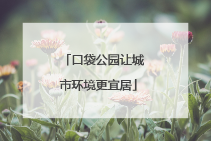 口袋公园让城市环境更宜居