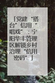 党建“搭台”信用“唱戏”：宁阳华丰管理区解锁乡村治理“信用密码”