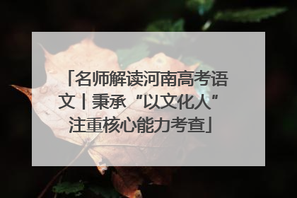 名师解读河南高考语文丨秉承“以文化人” 注重核心能力考查