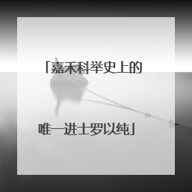 嘉禾科举史上的唯一进士罗以纯
