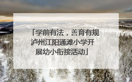 学前有法，善育有规 泸州江阳通滩小学开展幼小衔接活动
