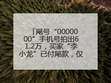 尾号“0000000”手机号拍出61.2万，买家“李小龙”已付尾款，仅享有使用权