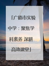 广德市实验中学：聚焦学科素养 深耕高效课堂