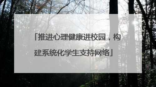 推进心理健康进校园，构建系统化学生支持网络