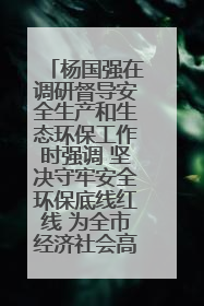 杨国强在调研督导安全生产和生态环保工作时强调 坚决守牢安全环保底线红线 为全市经济社会高质量发展提供坚强保障