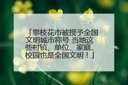 攀枝花市被授予全国文明城市称号 当地这些村镇、单位、家庭、校园也是全国文明！
