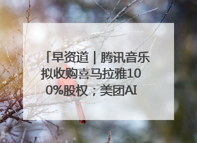 早资道｜腾讯音乐拟收购喜马拉雅100%股权；美团AI编程Agent工具NoCode上线