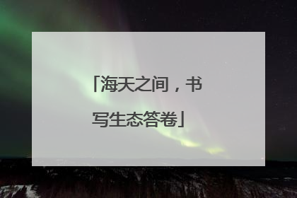 海天之间，书写生态答卷