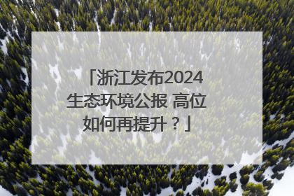 浙江发布2024生态环境公报 高位如何再提升？