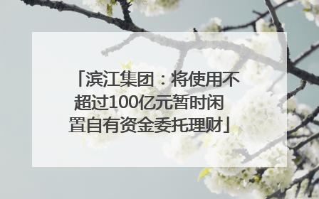滨江集团：将使用不超过100亿元暂时闲置自有资金委托理财