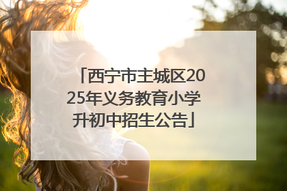 西宁市主城区2025年义务教育小学升初中招生公告