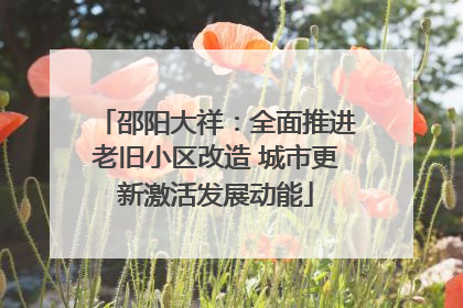邵阳大祥：全面推进老旧小区改造 城市更新激活发展动能