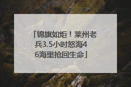 锦旗如炬！莱州老兵3.5小时怒海46海里抢回生命