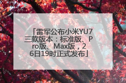 雷军公布小米YU7三款版本：标准版、Pro版、Max版，26日19时正式发布