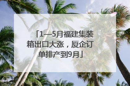 1—5月福建集装箱出口大涨，厦企订单排产到9月