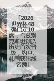 2026世界杯48强已定10席，乌兹别克斯坦创造历史首次晋级，约旦、韩国获出线名额